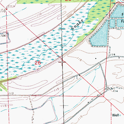 Topographic Map of Paul Thorton Lake Dam, MS