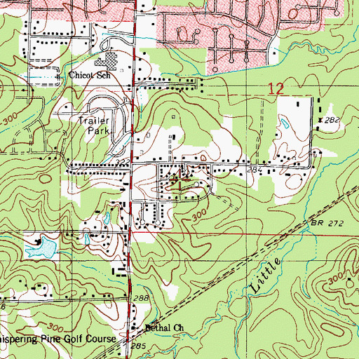 Topographic Map of Deer Meadow, AR