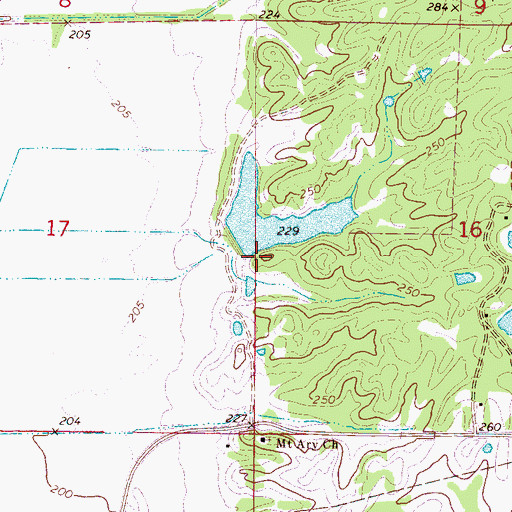 Topographic Map of Heard Lake Dam, MS