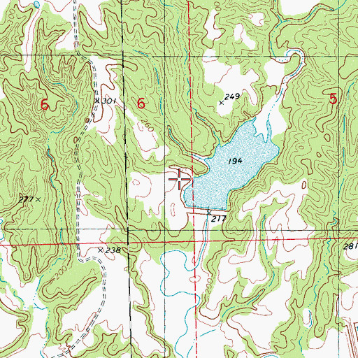 Topographic Map of Black Watershed Y-36-54 Dam, MS