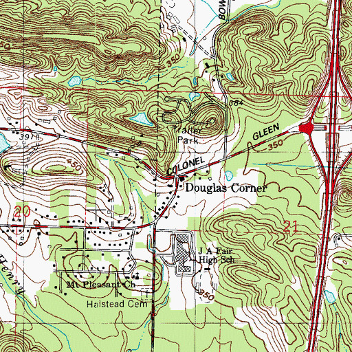 Topographic Map of Douglas Corner, AR
