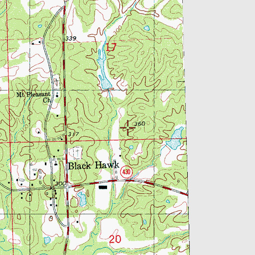 Topographic Map of Abiaca Watershed Y-34-28 Dam, MS