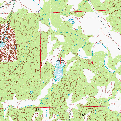 Topographic Map of Abiaca Watershed Y-34-2 Dam, MS