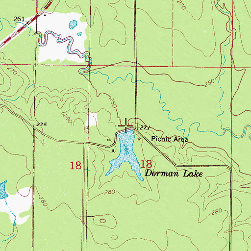 Topographic Map of Dorman Lake Dam, MS