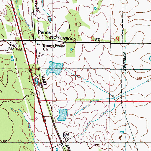 Topographic Map of Maxie Lake Dam, MS