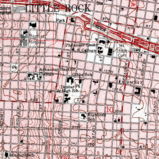 Topographic Map of Dunbar Recreation Center, AR
