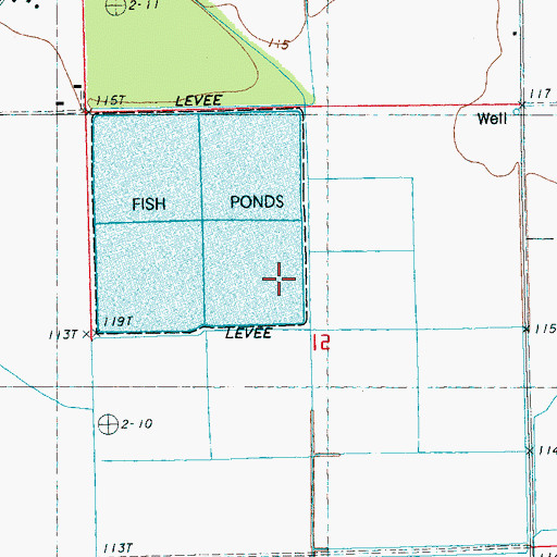 Topographic Map of Eldrin Fondren Ponds Dam, MS