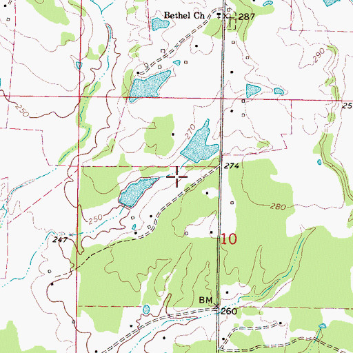 Topographic Map of Slaughter Lake Dam, MS