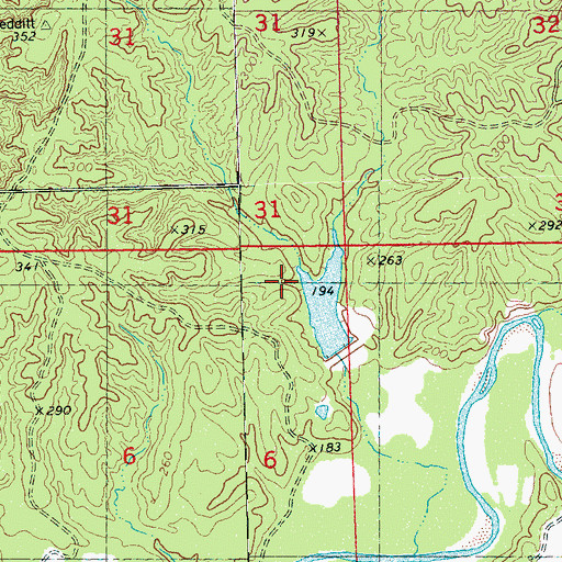 Topographic Map of Abiaca Watershed Y-34-21 Dam, MS