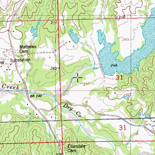 Topographic Map of Abiaca Watershed Y-34-6 Dam, MS