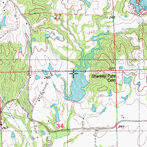 Topographic Map of Abiaca Watershed Y-34-4 Dam, MS
