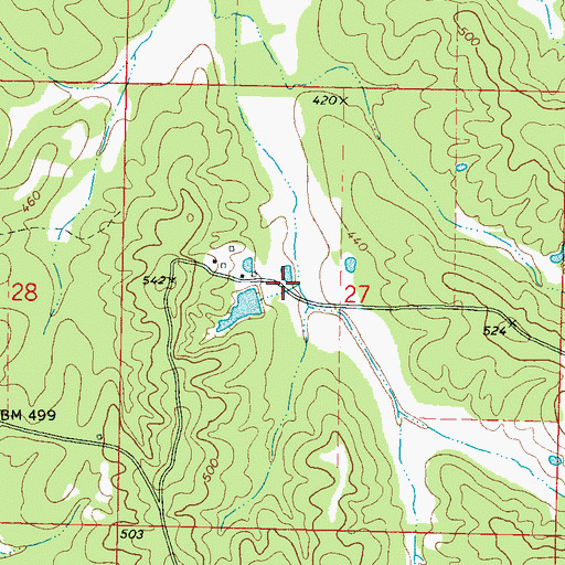 Topographic Map of K T Barnett Lake Dam, MS