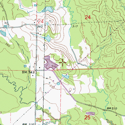 Topographic Map of Watkins Lake Dam, MS