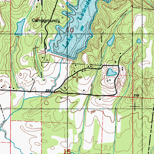 Topographic Map of Lowndes County Park Lake Dam, MS