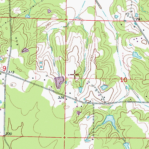 Topographic Map of Pennell Lake Dam, MS