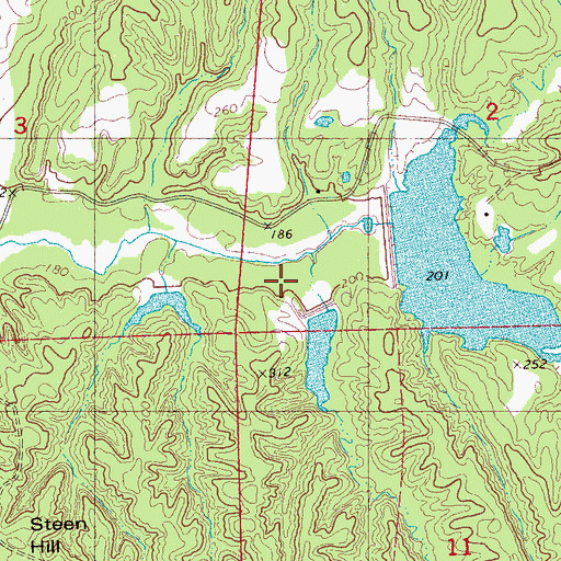 Topographic Map of Abiaca Watershed Y-34-15 Dam, MS