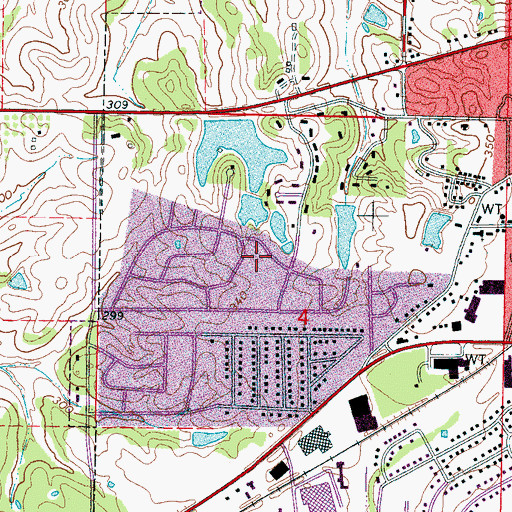 Topographic Map of Keller Lake Dam, MS