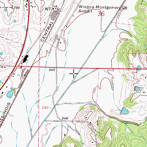 Topographic Map of Winona Sewage Lagoon Dam, MS