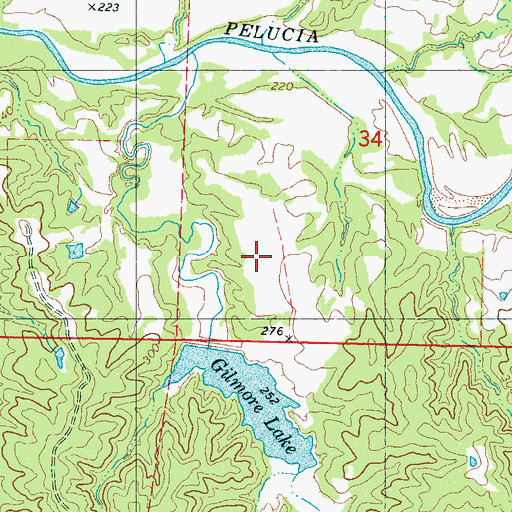 Topographic Map of Pelucia Watershed Y-33a-12 Dam, MS