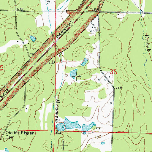 Topographic Map of Burdine Lake Dam, MS