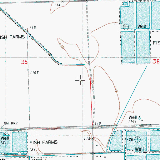 Topographic Map of Fitts Brothers Lake Dam, MS