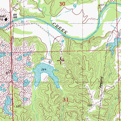 Topographic Map of Pelucia Creek Watershed Y-33A-22 Dam, MS