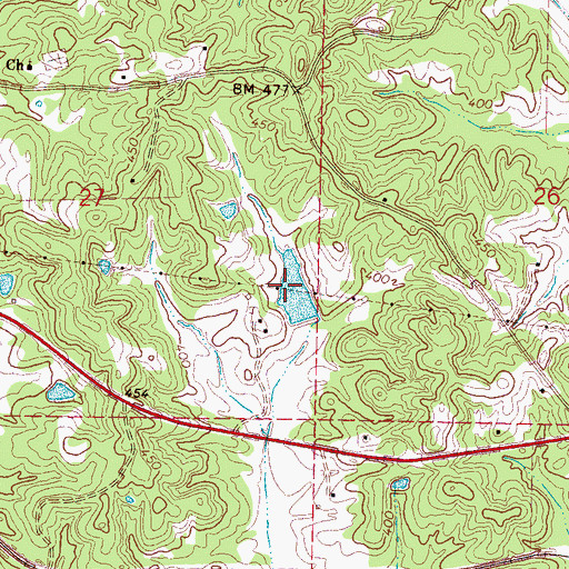 Topographic Map of J H Collins Lake Dam, MS