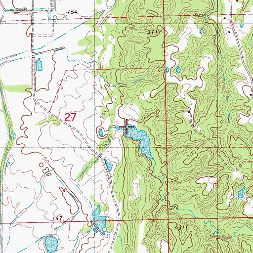 Topographic Map of Abiaca Watershed Y-34-14 Dam, MS