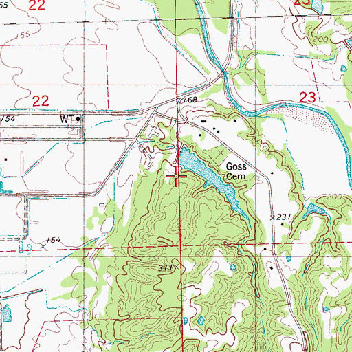 Topographic Map of Abiaca Watershed Y-34-13 Dam, MS