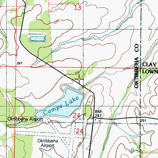 Topographic Map of Camps Lake Dam, MS