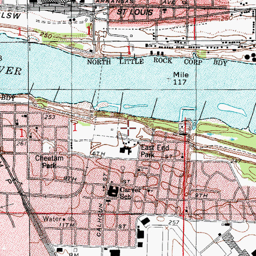 Topographic Map of East End Park, AR