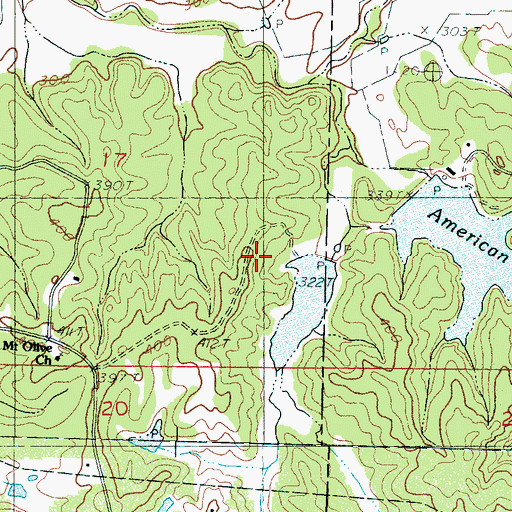 Topographic Map of Ellis Lake Dam, MS