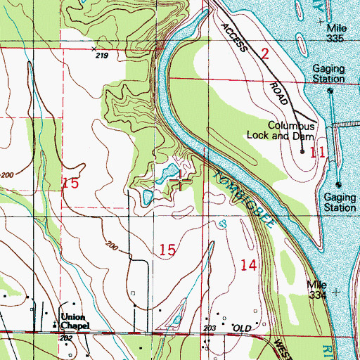 Topographic Map of Mississippi No Name 159 Dam, MS