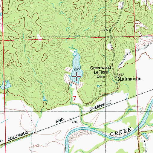 Topographic Map of Big Sand Watershed Y-32-14 Dam, MS