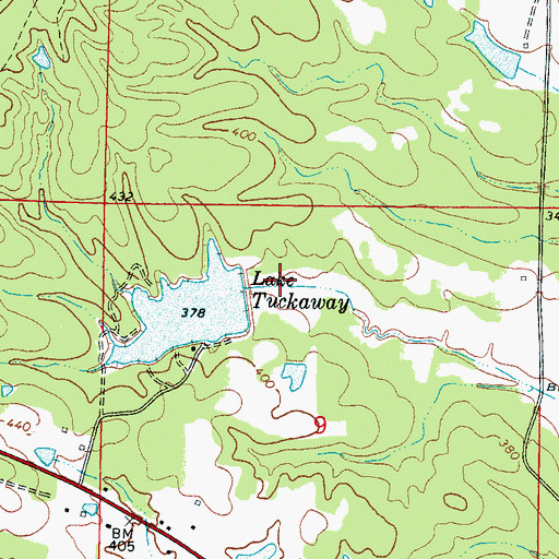 Topographic Map of Tuckaway Lake Dam, MS