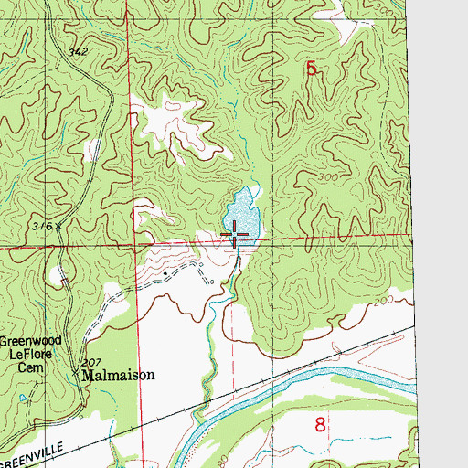 Topographic Map of Big Sand Watershed Y-32-29 Dam, MS