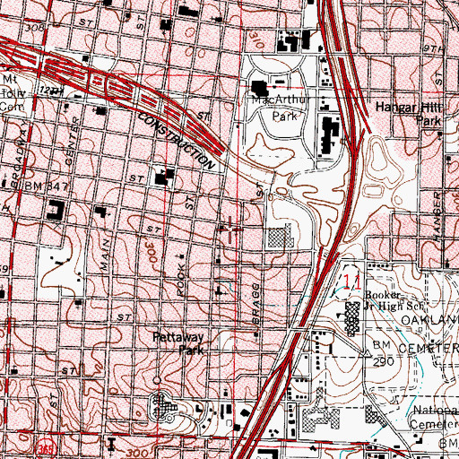 Topographic Map of Eastside Church of Christ, AR