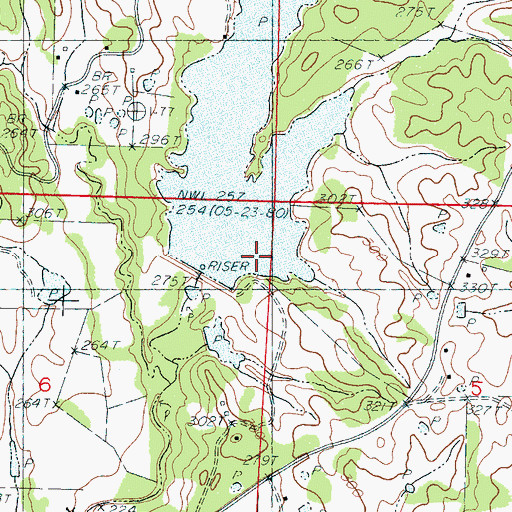 Topographic Map of Big Sand Watershed Y-32-12 Dam, MS