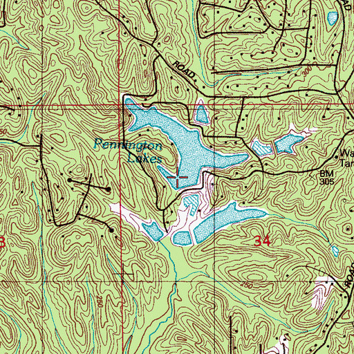 Topographic Map of Pennington Lake Dam, MS