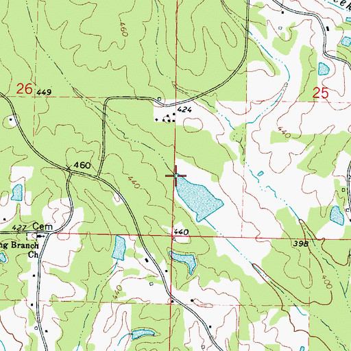 Topographic Map of Church Lake Dam, MS