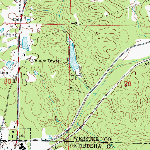 Topographic Map of Sanders Lake Dam, MS