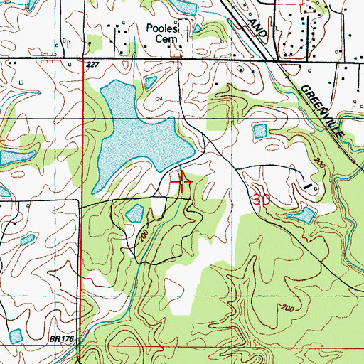 Topographic Map of Harrell Lake Dam, MS