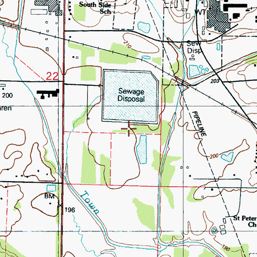 Topographic Map of West Point Sewage Lagoon Dam, MS