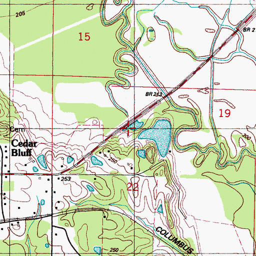 Topographic Map of Hawkins Lake Dam, MS