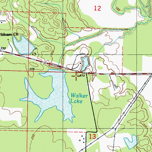 Topographic Map of Walker Lake Dam, MS