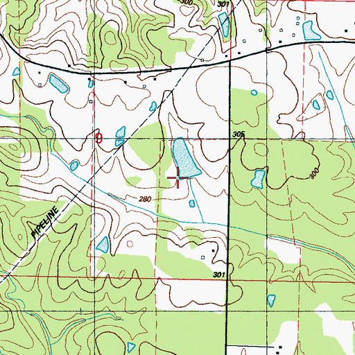 Topographic Map of Foster Lake Dam, MS