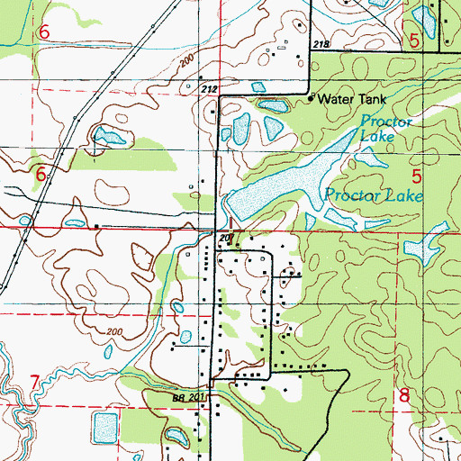 Topographic Map of Proctor Lake Dam, MS