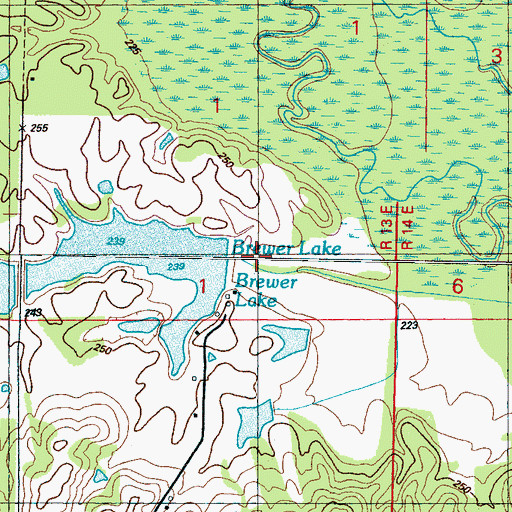 Topographic Map of Brewer Lake Dam, MS