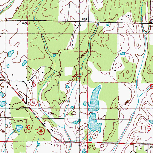 Topographic Map of Dexter Lake Dam, MS