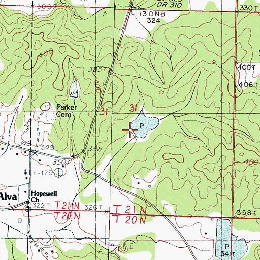 Topographic Map of Bogue Watershed Y-30-55 Dam, MS